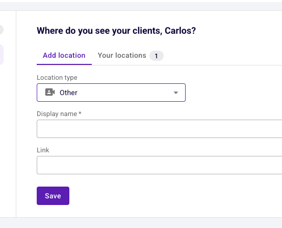 After selecting Telehealth video call the Location type field displays Other